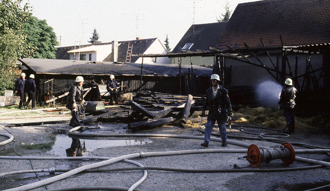 Kräfte der Abteilung Michaeliburg bei den Aufräumungsarbeiten