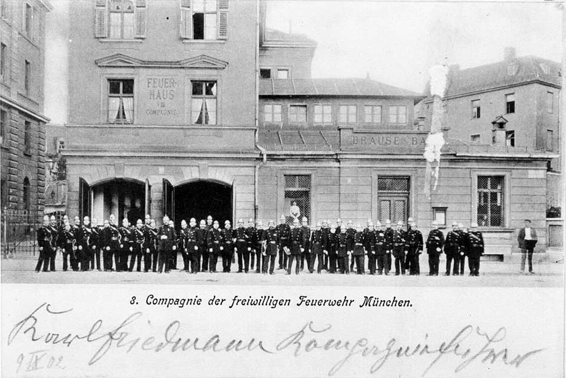 Das neu erbaute Feuerhaus der 3. Compagnie an der Tumblingerstraße