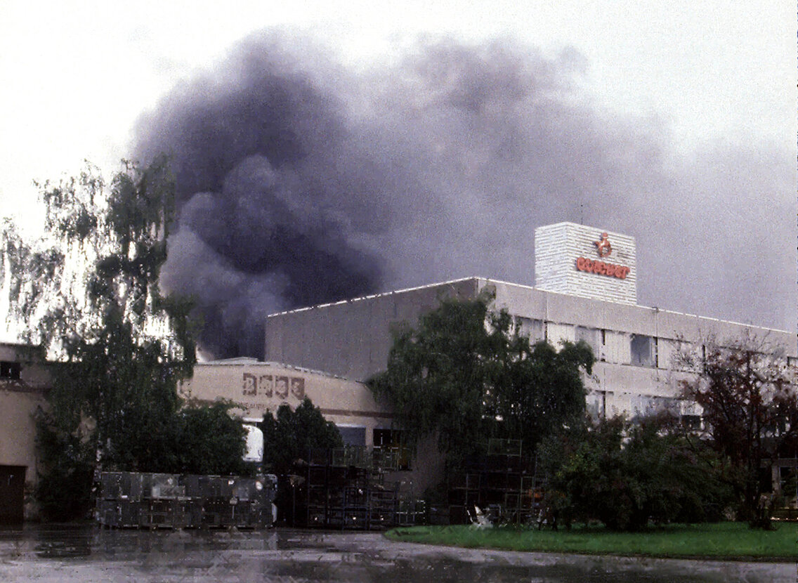 Das Lager von Obletter in Vollbrand