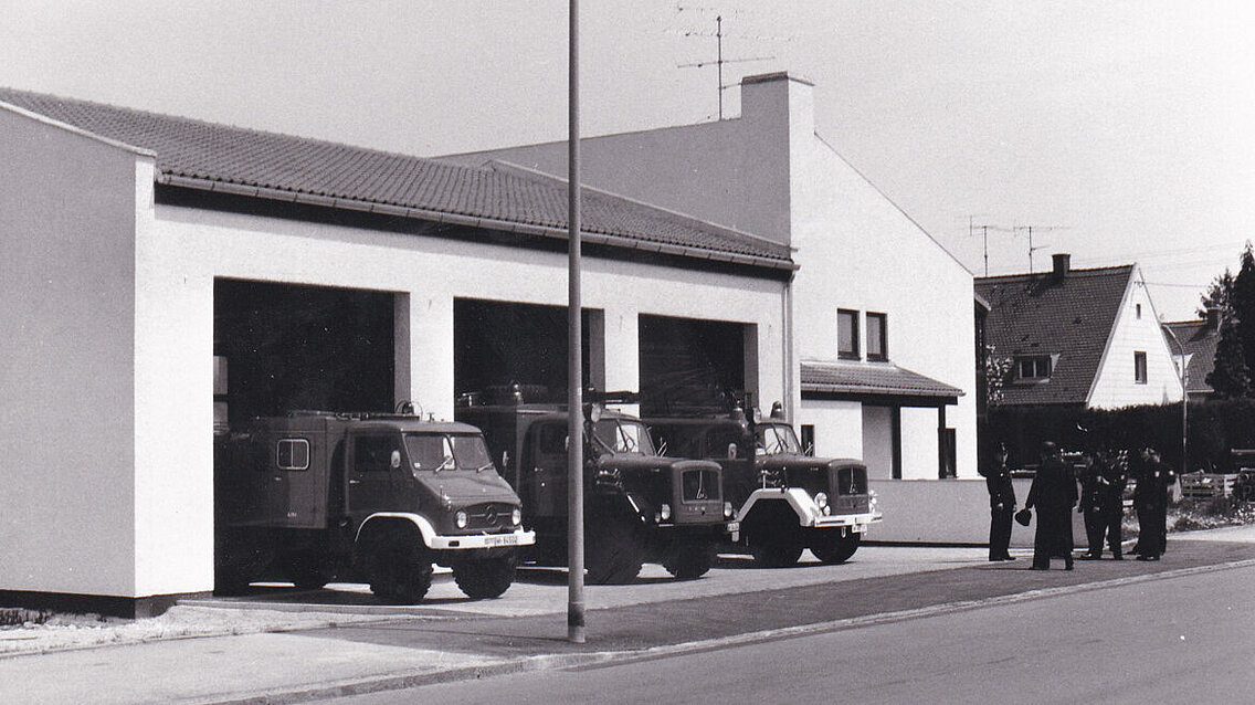 Das neue Gerätehaus der Abteilung Harthof im Jahr 1979