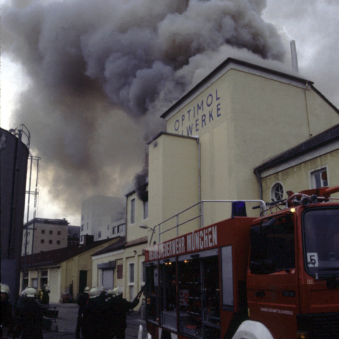 Brand in den Optimol-Werken an der Friedensstraße am Ostbahnhof