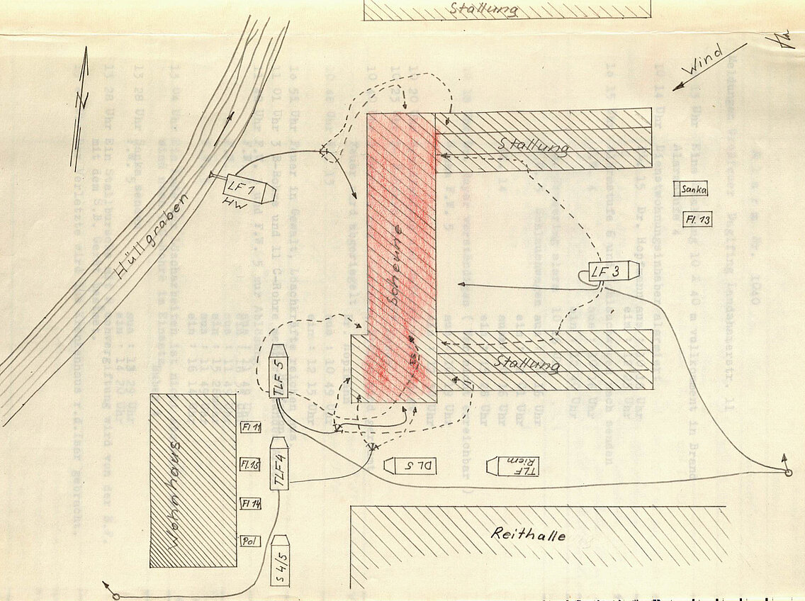 Der Einsatzplan vom Großbrand in Daglfing vom 22. November 1961