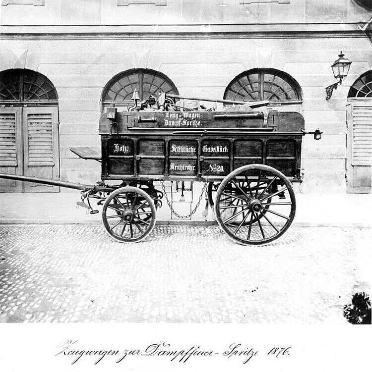 Requisitenwagen des Dampfspritzenzuges, der das gesamte Material für den Einsatz der Dampfspritze mitführte
